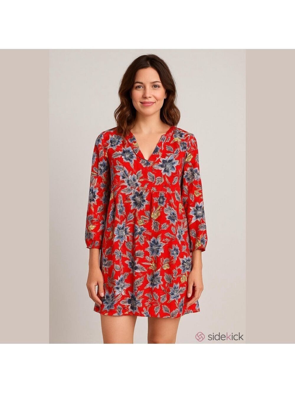 Old Navy Floral Dress Woman Small Red Multi Color Summer Flare